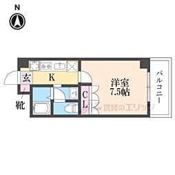 ベルフォーレ 1Kの間取図画像