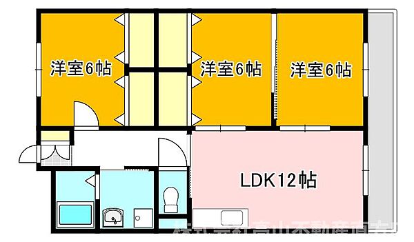 リシェス有田 ｜福岡県北九州市八幡西区木屋瀬東1丁目(賃貸マンション3LDK・2階・68.00㎡)の写真 その2