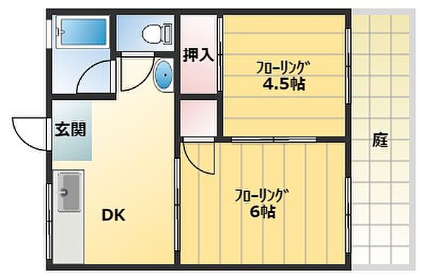 千成ハイツB棟 ｜大阪府大阪市都島区大東町2丁目(賃貸アパート2DK・1階・33.00㎡)の写真 その2