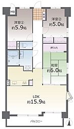 コアマンション健軍神社南 3LDKの間取図画像