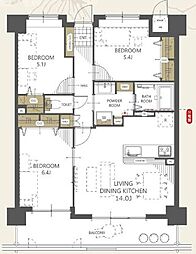 ニューフレックス緑ケ丘 3LDKの間取図画像
