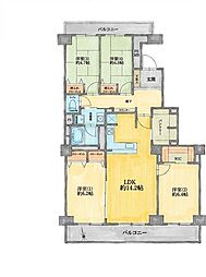 新松戸サンライトパストラル弐番街A 4LDKの間取図画像