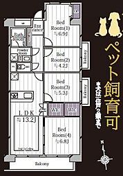 新松戸中央パークハウスB棟 4LDKの間取図画像
