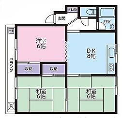 ヴィラ松戸 3DKの間取図画像