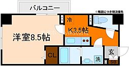 ソレイユ深草 1Kの間取図画像
