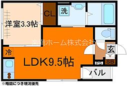 ハーモニーテラス東野舞台町 1LDKの間取図画像