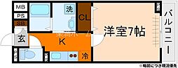 京都市北区大宮北林町アパート 1Kの間取図画像