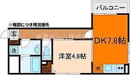 フォース桂 1DKの間取図画像