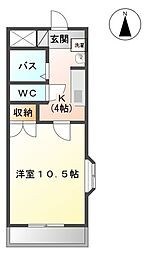インプレス錦 2階1Kの間取り