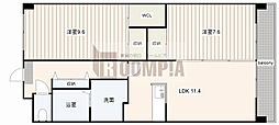 エスポワール 2LDKの間取図画像