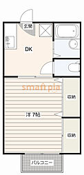 メゾン緑山 1DKの間取図画像