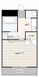 エステート島 1階1Kの間取り