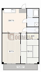 ピュア10 4階2DKの間取り