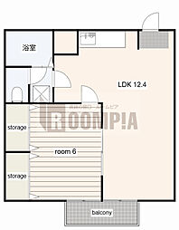トラッド西垣B 1LDKの間取図画像
