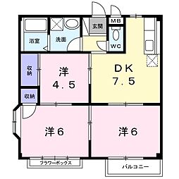 江崎ハイツA 3DKの間取図画像