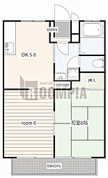 グリーンハウス市川A 2DKの間取図画像
