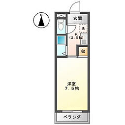 スカイレジデンス 1Kの間取図画像