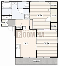 カーサ・ボナールA 2DKの間取図画像
