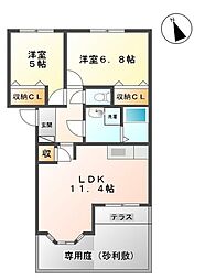 マリアージュ1 2LDKの間取図画像