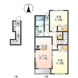 ベルグラースミズホ 2LDKの間取図画像