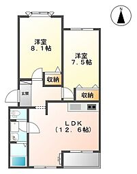 エスポワール 2LDKの間取図画像