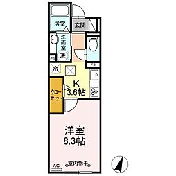 タイガーリリー 1Kの間取図画像