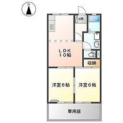 サンライズ臼井 2LDKの間取図画像