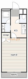 STAGEA-1 1Kの間取図画像