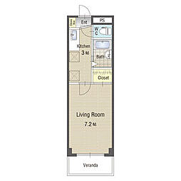 U・TOPIA60 1Kの間取図画像
