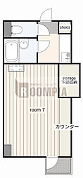 アカディーム 1Kの間取図画像