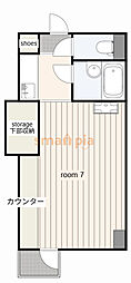 アカディーム 1Kの間取図画像