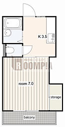 コスモポリス 1Kの間取図画像