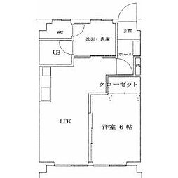 西の荘ビル 1LDKの間取図画像