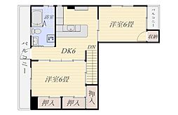 モリヤマビル 2DKの間取図画像