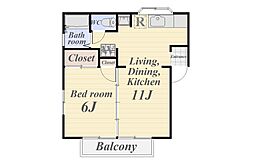 フレグランスYB 1LDKの間取図画像