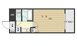 トーカンキャステール鹿児島駅前605号 6階1Kの間取り