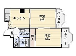 桑原ビル 2DKの間取図画像