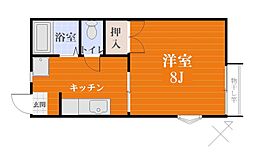 ヒルトップハイツ 1Kの間取図画像