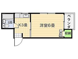 モリヤマビル 1Kの間取図画像
