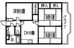 ウェルス武岡 3DKの間取図画像