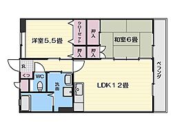 グリーンコート吉元参番館 2LDKの間取図画像