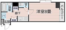 トーカンキャステール交通局前 1Kの間取図画像