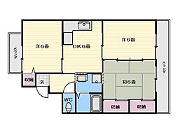 フローレンス吉野1 3DKの間取図画像