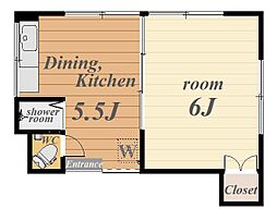 コーポはま 1DKの間取図画像