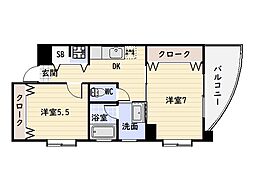 アミューパレス5 2Kの間取図画像