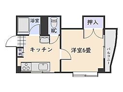 レーベン新屋敷 1Kの間取図画像
