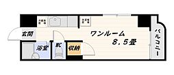 サンライズ鴨池 ワンルームの間取図画像