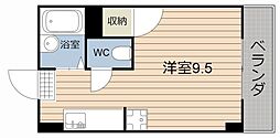 サンライズ鴨池 ワンルームの間取図画像