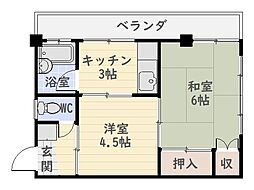 佐多マンション 2Kの間取図画像