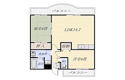 コスモス 2LDKの間取図画像